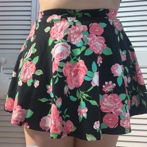 Pink and black floral skirt